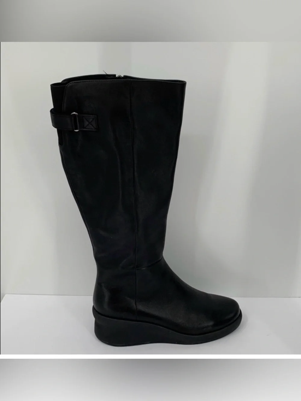 ABEO Passage tall knee high boots black leather wedge comfort zipper EUC 11